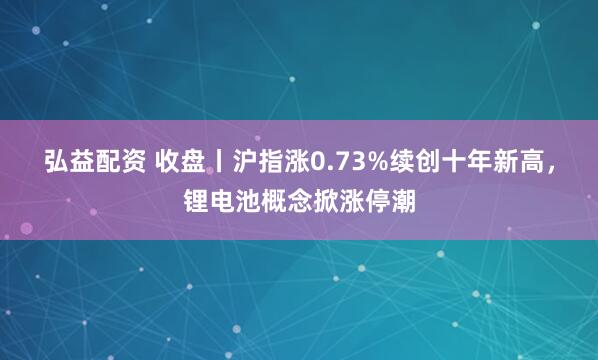 弘益配资 收盘丨沪指涨0.73%续创十年新高，锂电池概念掀涨停潮